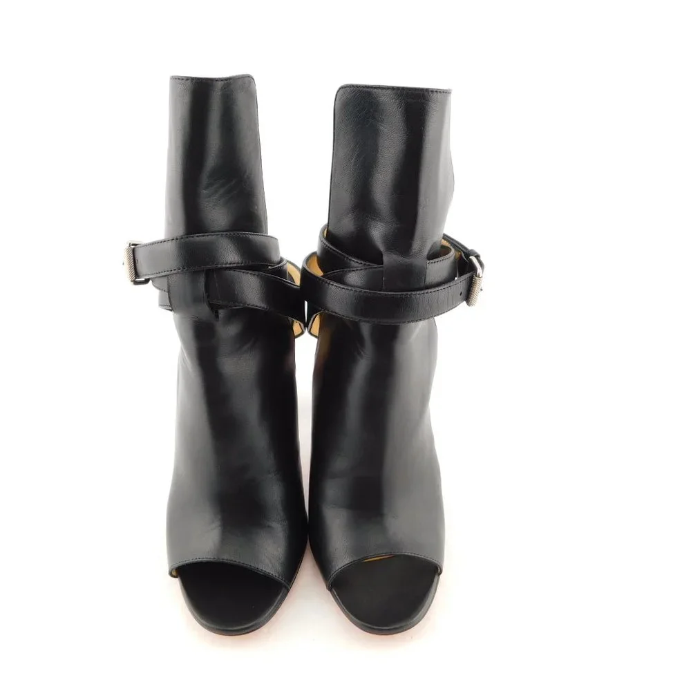 Unworn CHRISTIAN LOUBOUTIN Black Bootie Heels 37.5 - Picture 5 of 13